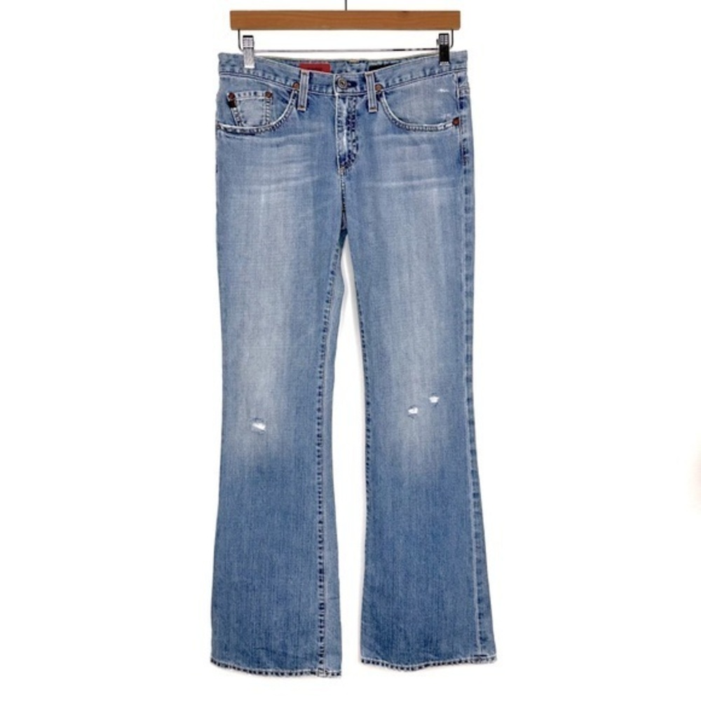 AG Adriano Goldschmied the Indulge Light Wash Distressed Bootcut Denim Jeans 29R